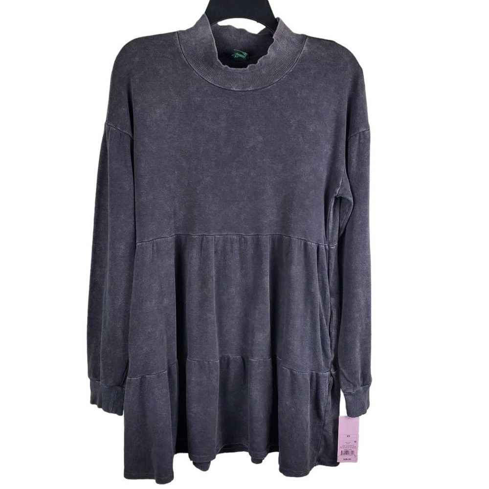Wild Fable Tiered Long Sleeve Mineral Wash Babydoll Dress Size XS NWT - Picture 1 of 9